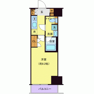 OneLife両国デューク4th＜TYPE1＞【▼1Kタイプ・浴室乾燥付！】の物件間取り図