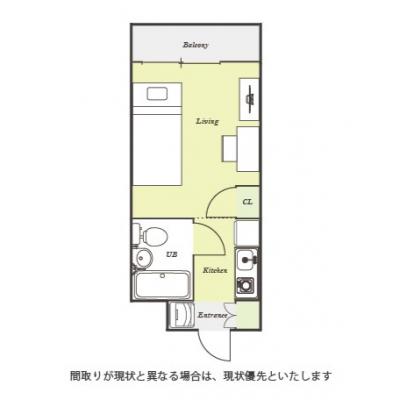 ユニオンマンスリー小田急鶴間３　306　1R・シングル☆【禁煙ルーム】デスク・チェア＆たっぷり収納2ドア冷蔵庫や電子レンジ・洗濯機など生活家電のあるお部屋の物件間取り図