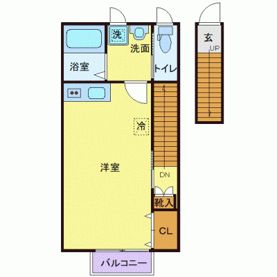 OneLife北仙台シャイン＜TYPE2＞【★2口コンロ・独立洗面台・バストイレ別】の物件間取り図