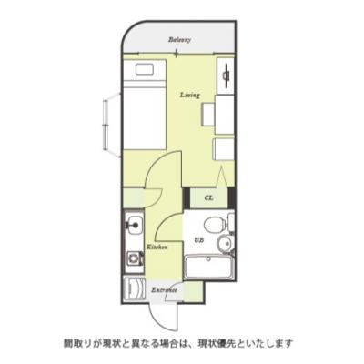ユニオンマンスリー本厚木６　201　1K・シングル☆【禁煙ルーム】人気の角部屋！安心のオートロック＆モニター付きインターフォン完備！デスク・チェア＆たっぷり収納2ドア冷蔵庫など生活家電のあるお部屋の物件間取り図