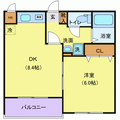 OneLife北仙台SOUTH【★1LDK・浴室乾燥機・バストイレ別・独立洗面台】の物件間取り図