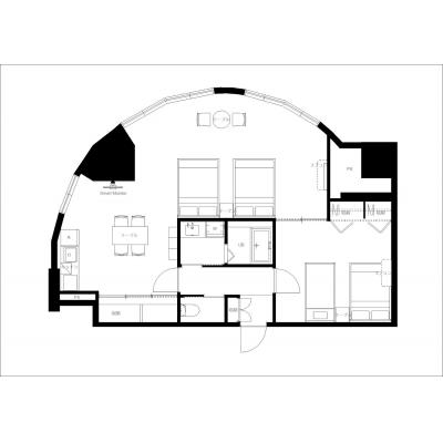 中津駅から徒歩7分！日当たりの良いお部屋♪/シェアOK/家具・家電完備/LaSante UMEDAKITA 206の間取り図