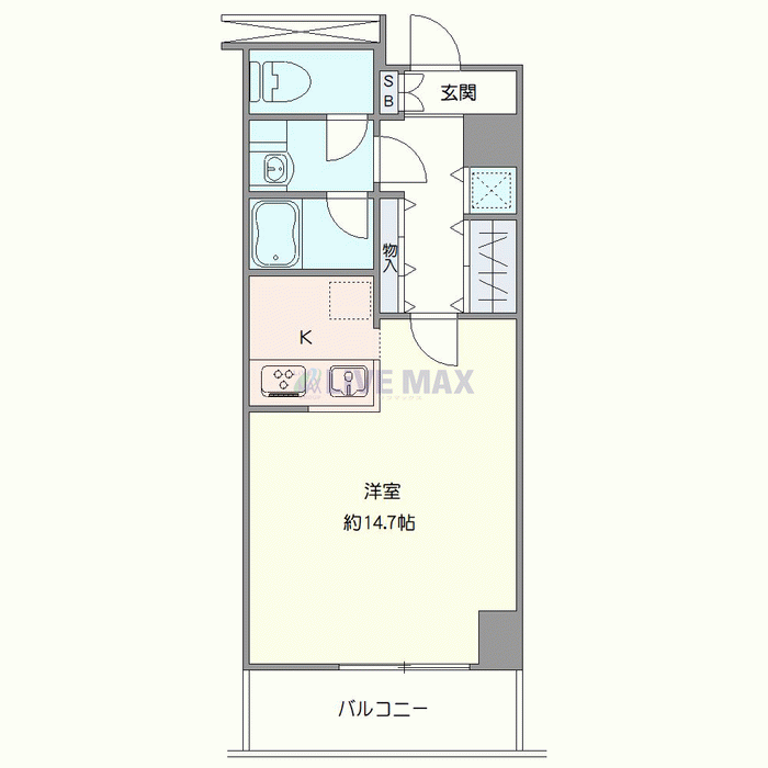 マンスリーリブマックス四谷ステーションWESTコート☆『禁煙ルーム・1R・42平米』【追い焚き機能・独立洗面・浴室乾燥機能付】≪エクセレントシリーズ≫の物件間取り図