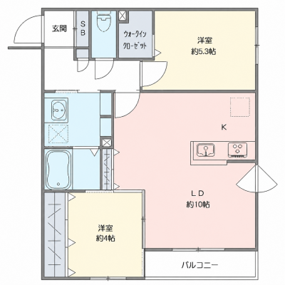 OneLife千歳スクエア＜TYPE2＞【★2LDK・禁煙ルーム有・追い炊き希望】の物件間取り図