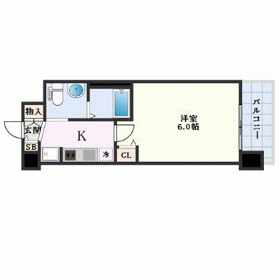 OneLife弁天町駅東ドーム【★Wi-Fi対応・洗面所独立】の物件間取り図