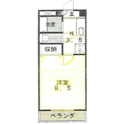 【M148】JR大元駅・岡山大病院へ徒歩10分・生活至便１Kの物件間取り図