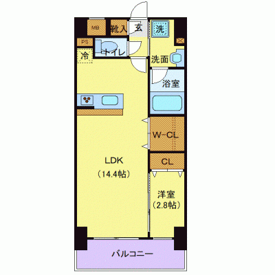 OneLife榴ヶ岡グランデ【★1LDK・浴室乾燥機・バストイレ別】の物件間取り図