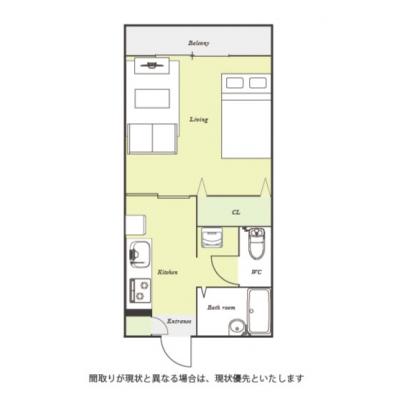 ユニオンマンスリー勝田台駅前２　102　1K・セミダブル☆◆インターネット固定回線（有線・Wi-Fi）無料の部屋◆【禁煙ルーム】セキュリティ面も安心のモニター付きインターホン完備！の物件間取り図