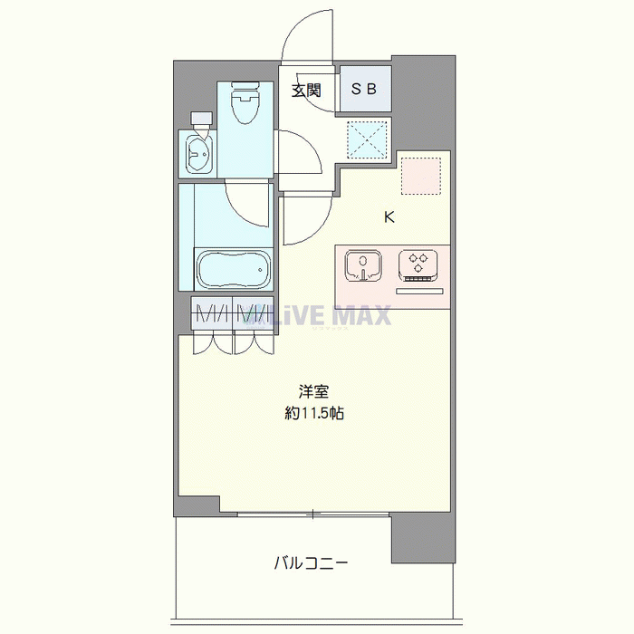 マンスリーリブマックス蒲田プライムメゾン△『禁煙ルーム・1R・29平米』【独立洗面・追い焚き機能・浴室乾燥付】≪プレミアムシリーズ≫の物件間取り図
