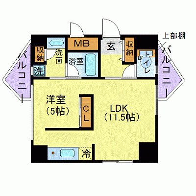 OneLife静岡サンフレア【★42平米・オートロック・バストイレ別】の物件間取り図