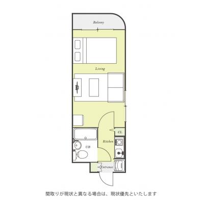 ユニオンマンスリー西川口８　301　1K・セミダブル☆【禁煙ルーム】人気の角部屋！便利な宅配ボックス付き！ソファ＆ローテーブル＆たっぷり収納2ドア冷蔵庫など生活家電のあるお部屋の物件間取り図