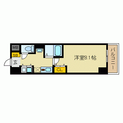 OneLife三宮カスタリア【★駅近・オートロック・浴室乾燥機】の間取り図