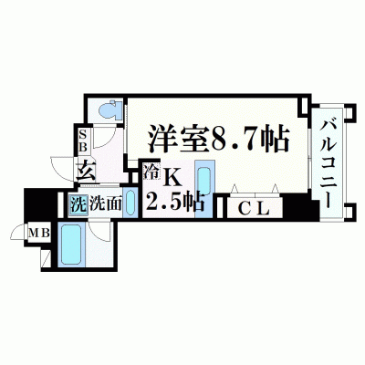 OneLife新神戸インペリアル＜TYPE1＞【★32平米・オートロック・独立洗面台】の物件間取り図