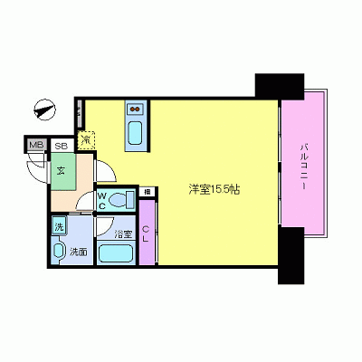 OneLife新神戸インペリアル＜TYPE3＞【★38平米・1LDK・独立洗面台】の物件間取り図