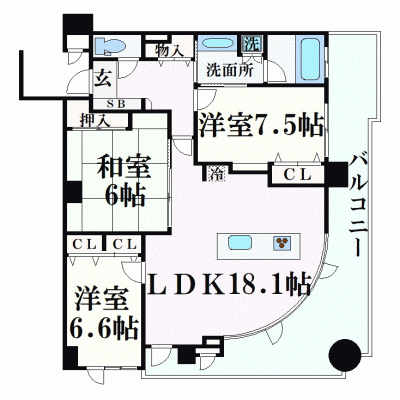 OneLife新神戸インペリアル＜TYPE4＞【★86平米・3LDK・独立洗面台】の物件間取り図