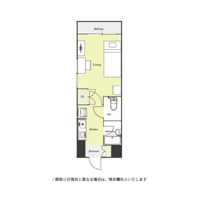 ユニオンマンスリー春日部１　703　1K・シングル☆【禁煙ルーム】人気の角部屋！バストイレ別＆温水洗浄便座完備♪デスク・チェア＆たっぷり収納2ドア冷蔵庫など生活家電のあるお部屋の物件間取り図