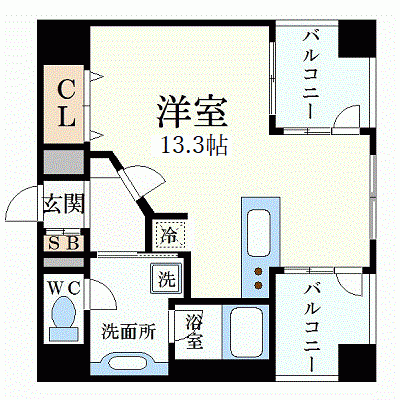 OneLife三宮プレジール＜TYPE2＞【★対面キッチン・オートロック・独立洗面台】の間取り図