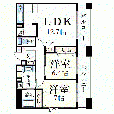 OneLife三宮プレジール＜TYPE3＞【★2LDK・オートロック・設備充実物件】の物件間取り図