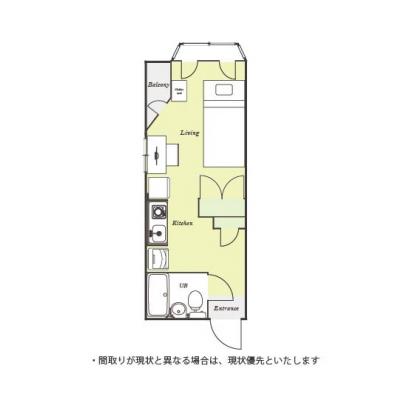 ユニオンマンスリー坂戸駅前１　102　1R・シングル☆【禁煙ルーム】人気の角部屋！デスク・チェア＆たっぷり収納2ドア冷蔵庫など生活家電のあるお部屋の物件間取り図
