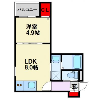 トーマンスリー久留米市西町クリサ★オートロック有★ネット無料（久留米市西町）の物件間取り図