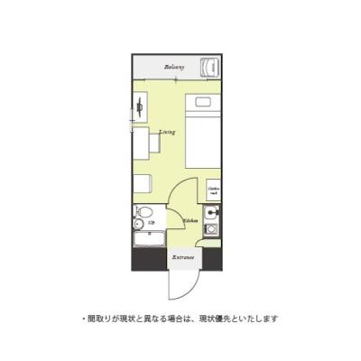 ユニオンマンスリー坂戸６　106　1K・シングル☆【禁煙ルーム】人気の角部屋！安心のモニター付きインターフォン完備/デスク・チェア＆たっぷり収納2ドア冷蔵庫など生活家電のあるお部屋の物件間取り図