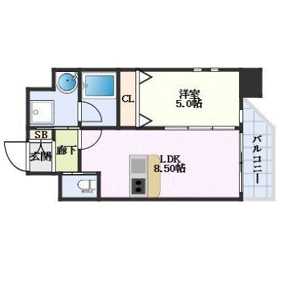 OneLife江坂SOUTH【★1LDK・Wi-Fi対応・設備充実】の物件間取り図