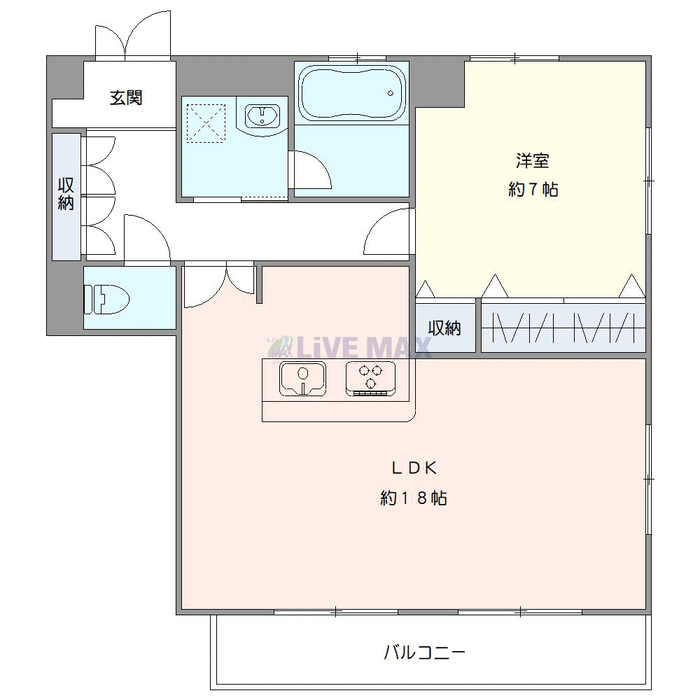 マンスリーリブマックス名駅シティコート☆エグゼ【1LDK・設備充実】≪エクセレントシリーズ≫の物件間取り図