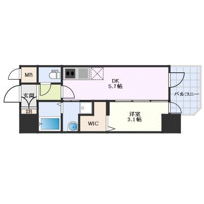 OneLife近鉄八尾北プリューム【★1DK・Wi-Fi対応・設備充実】の物件間取り図