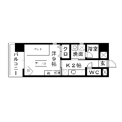 【ミッドヒル本城205号】★Wifi無料★オートロック★駐車場あり★寝具付き★の物件間取り図