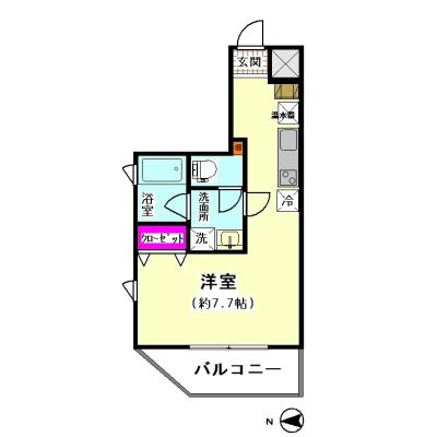 シティマンスリー蒲田、梅屋敷・ウエダヤビル　4Aタイプ【禁煙ルーム】の物件間取り図
