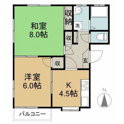 コスパだけじゃない“快適さ重視”マンスリータウン前橋朝倉町D202【前橋赤十字病院まで車で７分】【セブンイレブン🏪徒歩３分】【Wi-Fi無料📶】【２人入居OK🏡／２ＤＫ】の物件間取り図