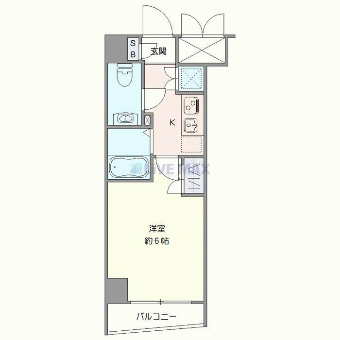 マンスリーリブマックス二子多摩川エクセリア△『禁煙ルーム・1K』【独立洗面・浴室乾燥付】≪エクセレントシリーズ≫の物件間取り図