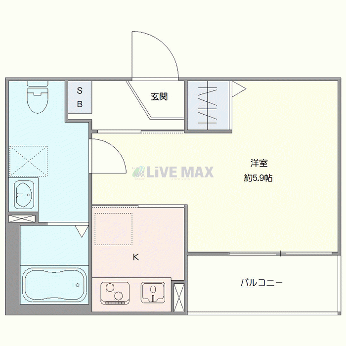 マンスリーリブマックス東本厚木ベイルーム☆『禁煙ルーム・1K』【独立洗面・浴室乾燥付】≪エクセレントシリーズ≫の間取り図
