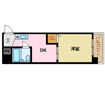 OneLife徳島駅南グランヴェール＜TYPE1＞【★広々1ＤＫ・ユニットバスタイプ】の物件間取り図