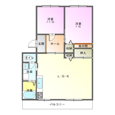 【M152】淡路市中心エリア✨津名一宮インターまで車5分　駐車場1台込🚙設備充実した2LDK　2名入居可👍の物件間取り図
