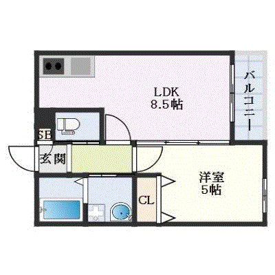 OneLife香椎北フェニックス【★1LDK・設備充実】の物件間取り図