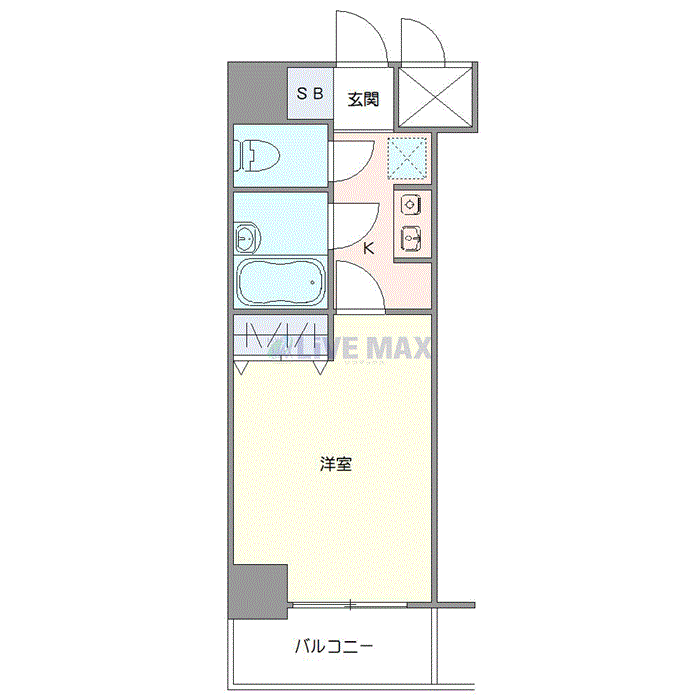 マンスリーリブマックス三軒茶屋メインステージ◆☆『禁煙ルーム・1K』【浴室乾燥付】≪スタンダードシリーズ≫の物件間取り図