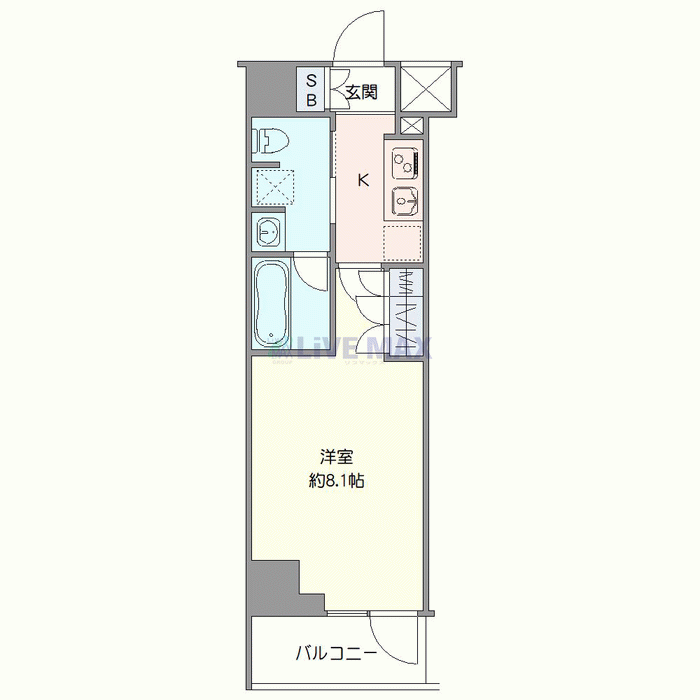 マンスリーリブマックス千鳥町アジールコート※『禁煙ルーム・1K』【Wi-Fi無制限・独立洗面・浴室乾燥付】≪エクセレントシリーズ≫の物件間取り図