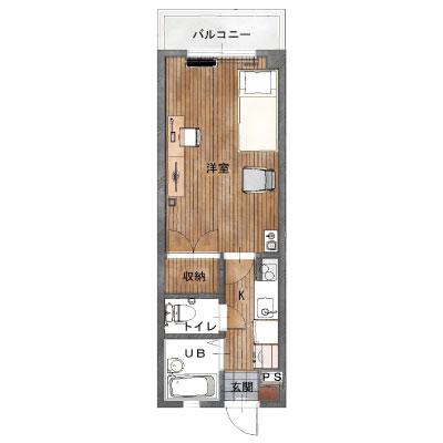 【駐車場無料】レントライフマンスリー信州大学東 A-3の物件間取り図