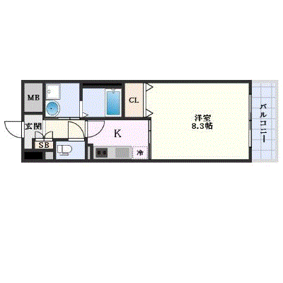 OneLife岡山清輝橋エスペランサ【★オートロック・設備充実物件・32平米の広々空間】の物件間取り図