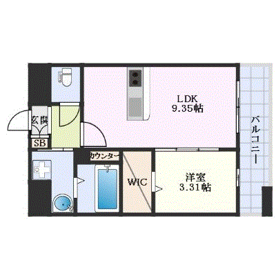 OneLife那覇松山リブス３【★1LDK・浴室乾燥機付き】の間取り図
