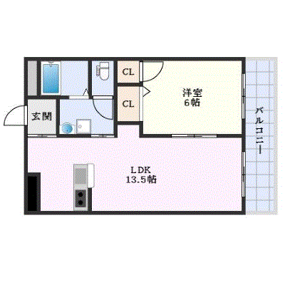 OneLife佐賀駅南アクセス＜TYPE2＞【★1LDK・バストイレ別】の物件間取り図