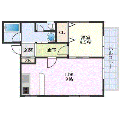 マンスリーリブマックス薩摩川内駅南カモミール△【1LDK・設備充実】≪エクセレントシリーズ≫の間取り図