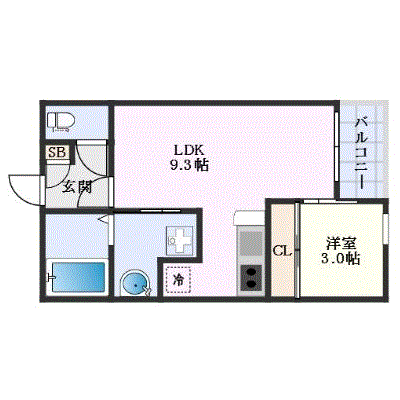 OneLife岡山レガリスト【★1LDK・30平米の広々空間・設備充実物件】の物件間取り図