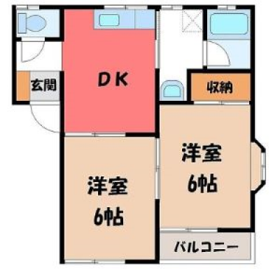 ★【期間限定9/30までのご予約】賃料最大20％割引キャンペーン　コーポプリティー　人気！2DK　清原台物件　清原工業団地・芳賀工業団地まですぐ！！【駐車場付き】の物件間取り図