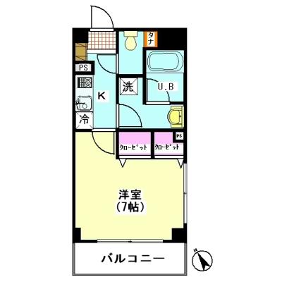 シティマンスリー蒲田東口・サンハイム蒲田　2Aタイプ【禁煙】【wifi無料】の物件間取り図