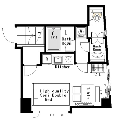 [国立新美術館至近]マンスリー31B：1R、25平米(2階)の物件間取り図