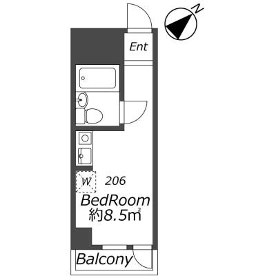 プラーズ南幸町Ⅰ 206の物件間取り図