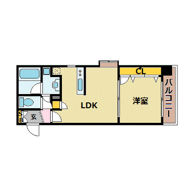 マンスリーリブマックス博多ステーションタワー□『1LDK』【駅3分・NET対応】≪エクセレントシリーズ≫の間取り図