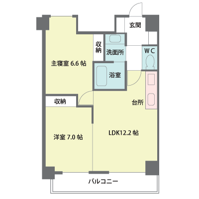 スターレ奈良２LDK【オートロック・オール電化・インターネット無料】の物件間取り図